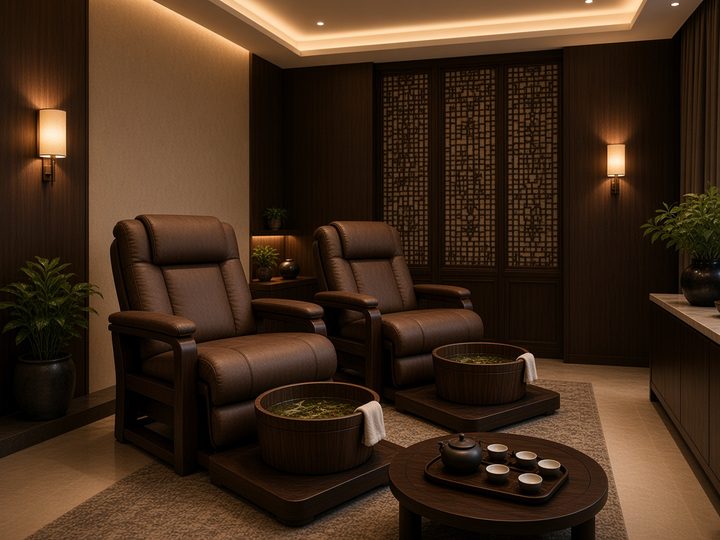 A private foot-soak room in a foot massage store